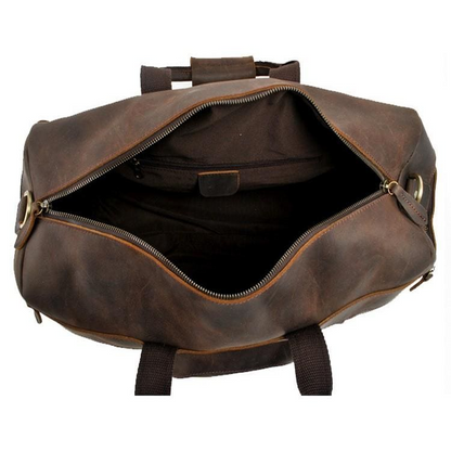 Start2Finish Asta Weekender handcrafted leather duffle bag with sturdy handles and spacious interior, perfect for travel accessories.