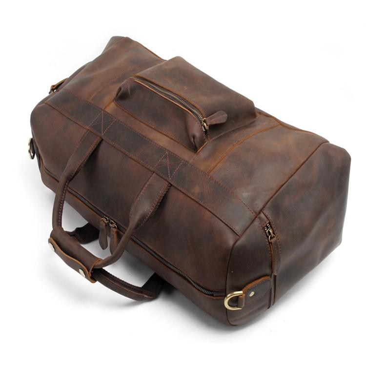 Handcrafted leather duffle bag from Start2Finish&