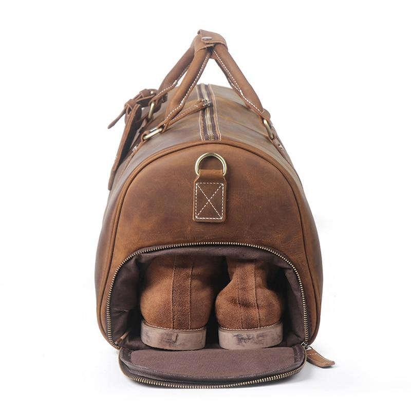 Large leather Duffle Bag from Start2Finish Dagny Weekender with sturdy handles and spacious interior for travel accessories.