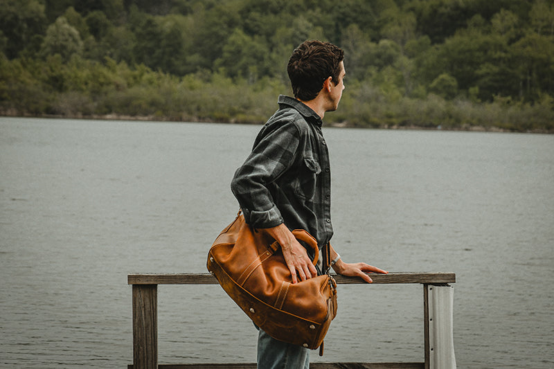 Large leather duffle bag from Start2Finish&