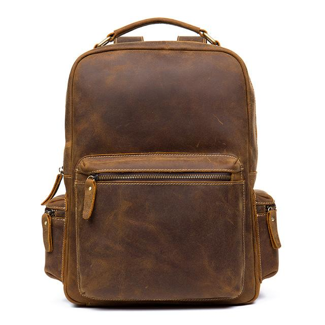 Start2Finish The Langley vintage leather backpack, genuine leather accessories with adjustable straps and multiple compartments.