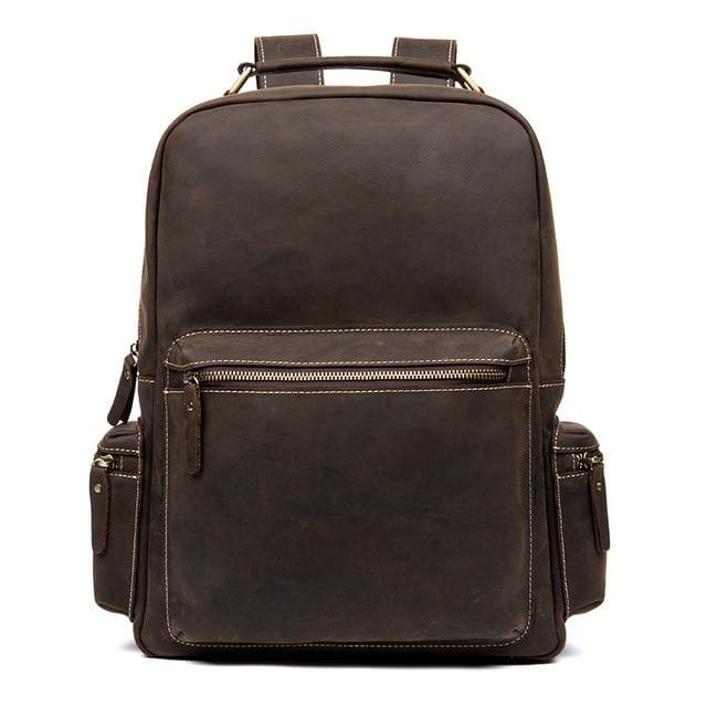 Start2Finish The Langley vintage leather backpack with adjustable straps and classic design, shown against a neutral background.