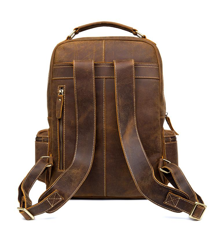 Start2Finish The Langley vintage leather backpack with adjustable straps and classic design, showcasing durable genuine leather accessories.