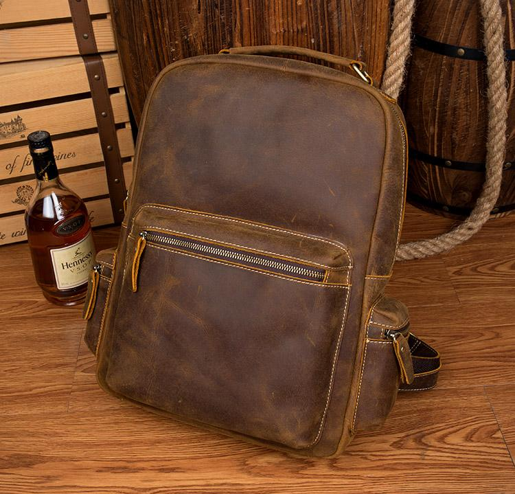 Start2Finish Langley Vintage Leather Backpack, genuine leather accessories with adjustable straps and classic design.