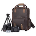Large leather backpack camera bag with tripod holder from Start2Finish, featuring multiple compartments and sturdy leather construction.