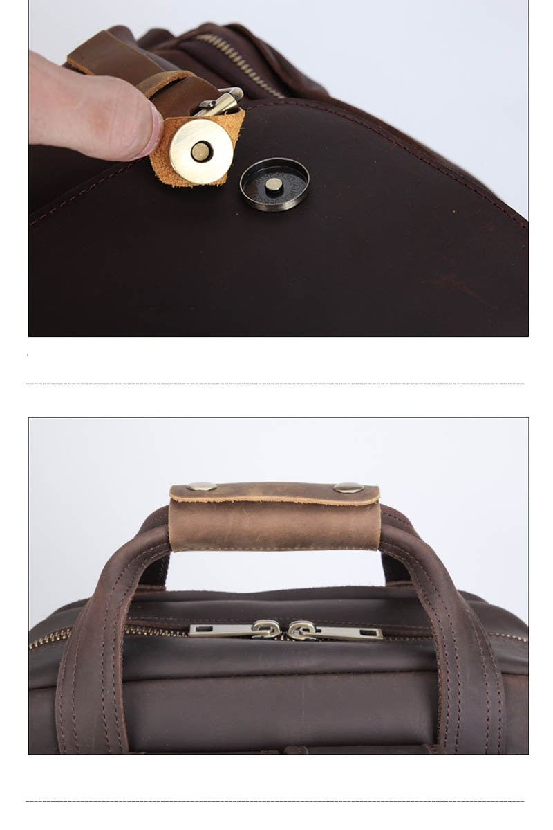 Start2Finish The Gaetano large leather backpack camera bag with tripod holder, featuring multiple compartments and sturdy leather design.