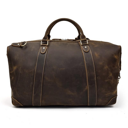 Start2Finish Eira Duffle Bag, vintage leather weekender with sturdy handles and spacious main compartment, accessory for travel and weekend trips.