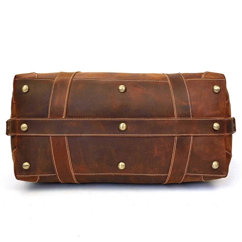 Start2Finish Eira Duffle Bag in vintage leather, stylish weekender accessories with sturdy handles and spacious interior.