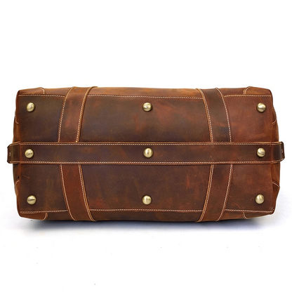 Start2Finish Eira Duffle Bag in vintage leather, stylish weekender accessories with sturdy handles and spacious interior.