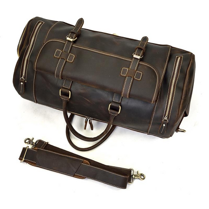 Handmade leather duffle bag from Start2Finish&