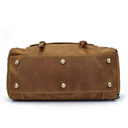 Handmade leather duffle bag from Start2Finish&