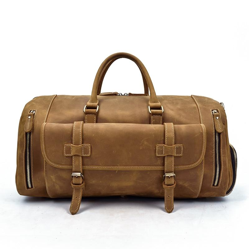 Handmade leather duffle bag from Start2Finish&