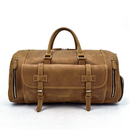 Handmade leather duffle bag from Start2Finish&