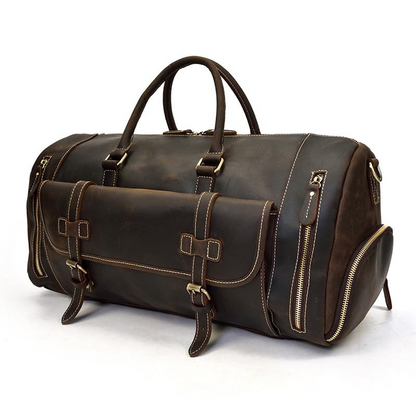 Handmade leather duffle bag from Start2Finish&