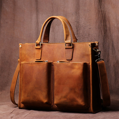 Start2Finish Dagmar leather briefcase with vintage leather finish, featuring a classic messenger bag design and sturdy handles.