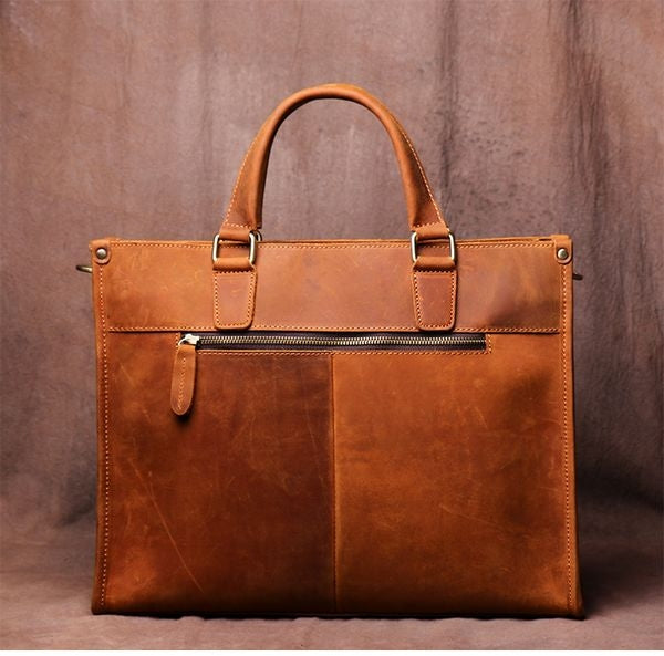 Start2Finish Dagmar leather briefcase with vintage leather finish, featuring sturdy handles and classic messenger bag design.