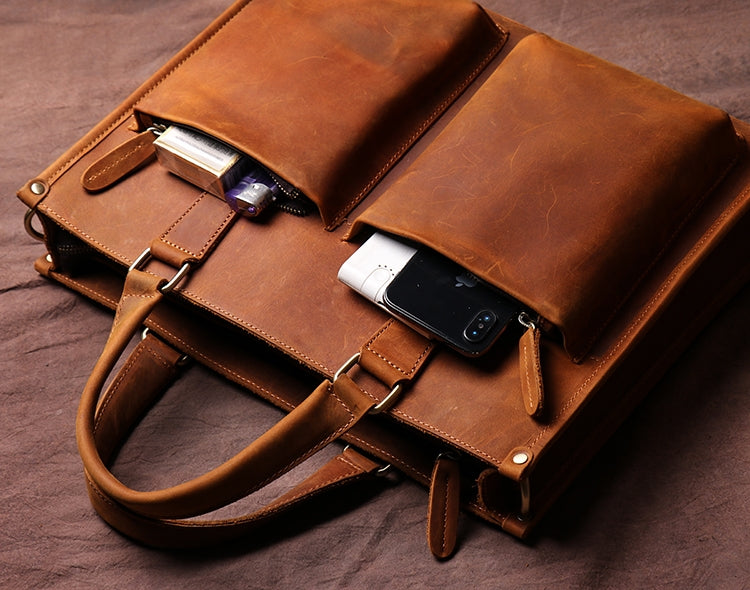 Start2Finish Dagmar leather briefcase with vintage finish, classic messenger bag design, featuring sturdy leather straps and spacious interior