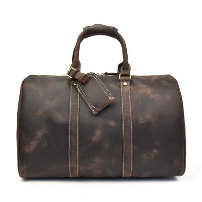 Start2Finish Brandt Weekender small leather duffle bag with handles and zipper closure, stylish accessories for travel and weekend trips.