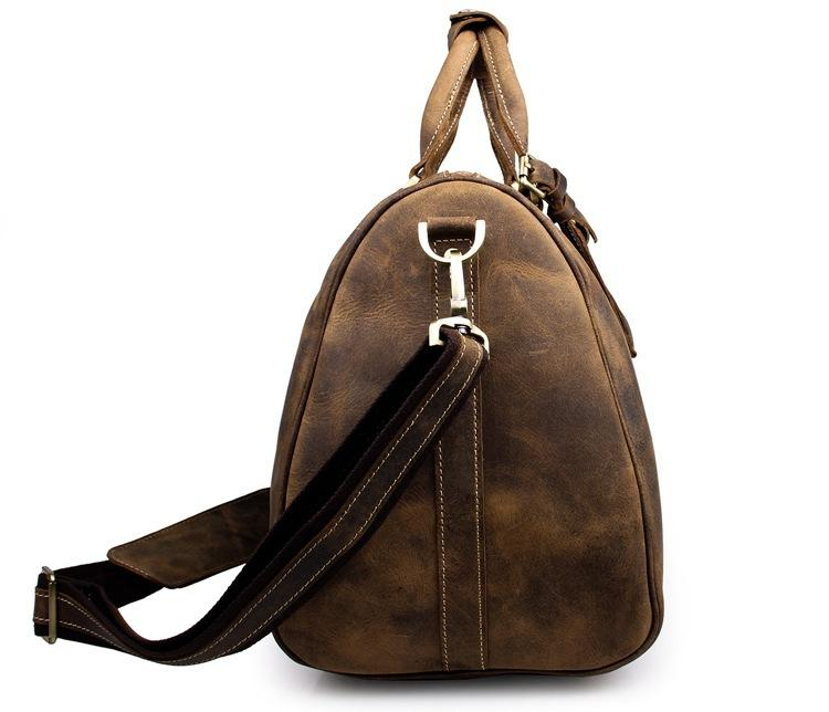 Start2Finish Brandt Weekender small leather duffle bag with handles and zipper closure, showcasing its compact, stylish travel accessories design.