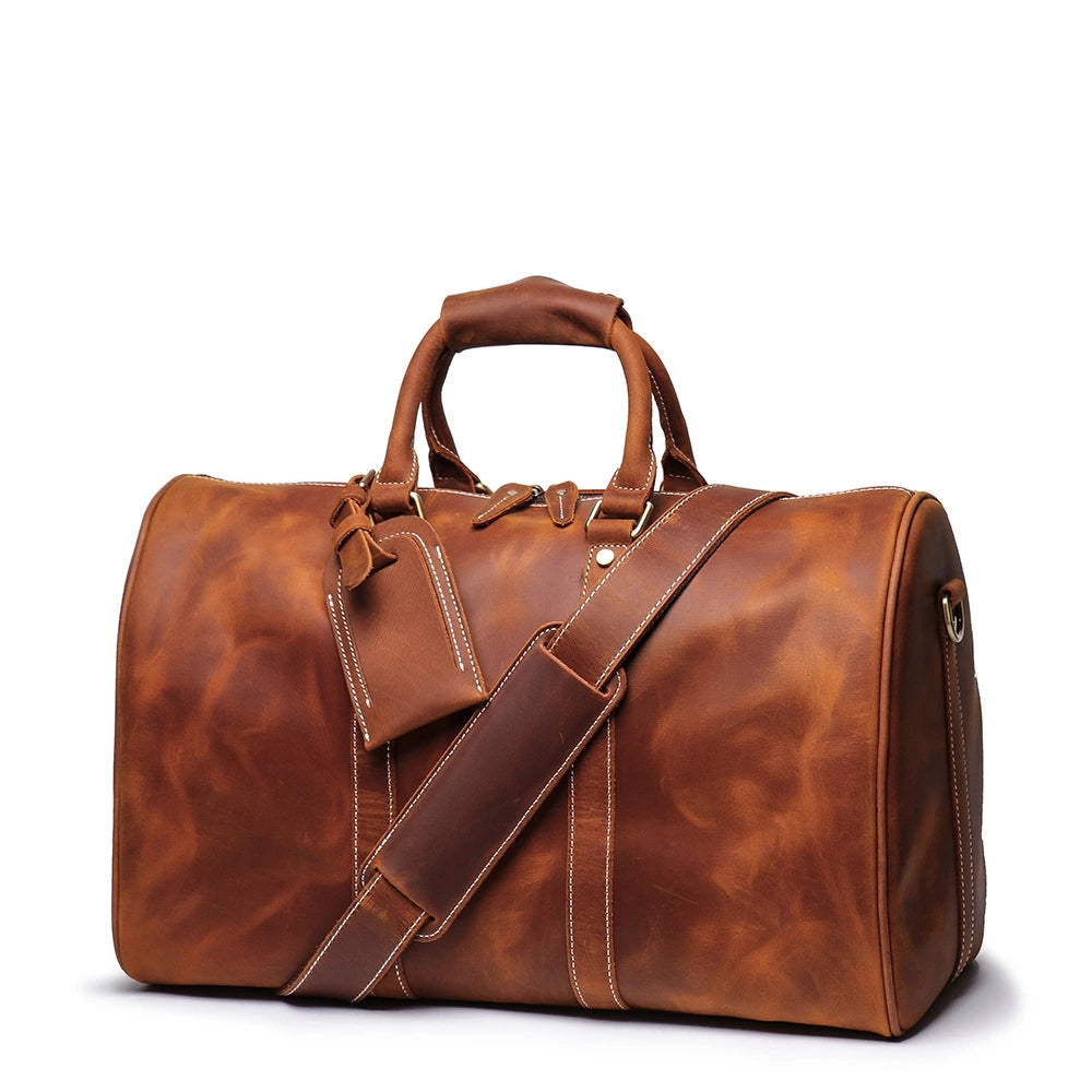 Start2Finish Brandt Weekender small leather duffle bag with durable handles and compact design for travel accessories.