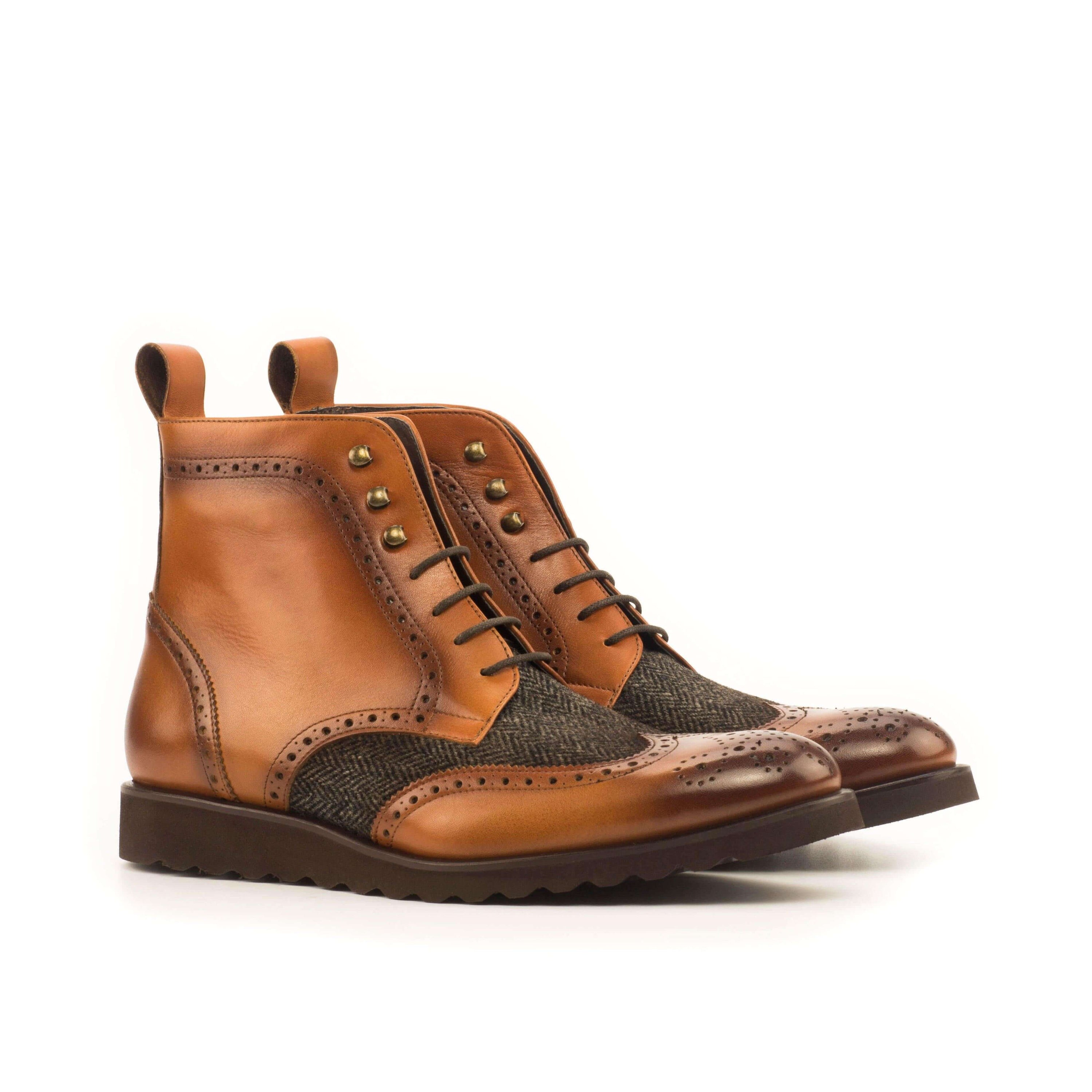 Magenta Apple Cina Military Brogue Boots II, rugged footwear with brogue detailing and sturdy leather construction.
