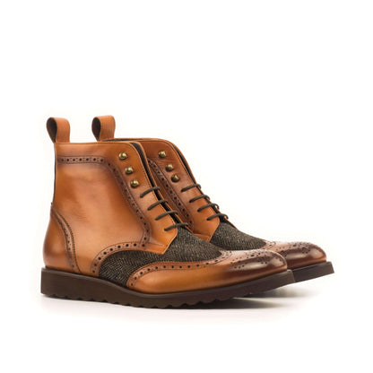 Magenta Apple Cina Military Brogue Boots II, rugged footwear with brogue detailing and sturdy leather construction.