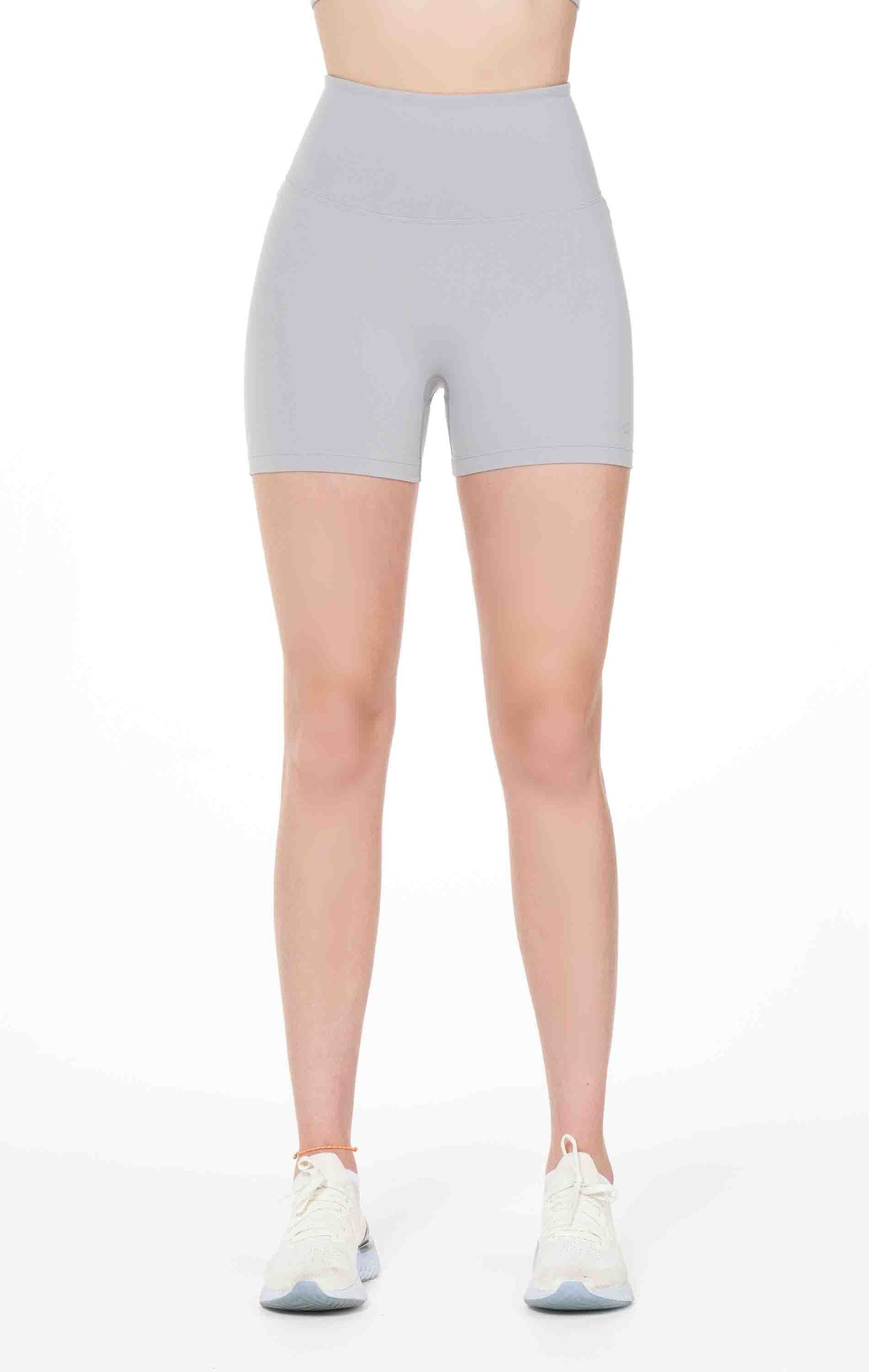 Lemon Molly Hybrid Cloudlux High Waist Shorts in Stone Grey, tight fit, women&