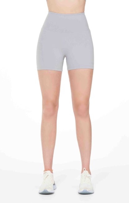 Lemon Molly Hybrid Cloudlux High Waist Shorts in Stone Grey, tight fit, women&