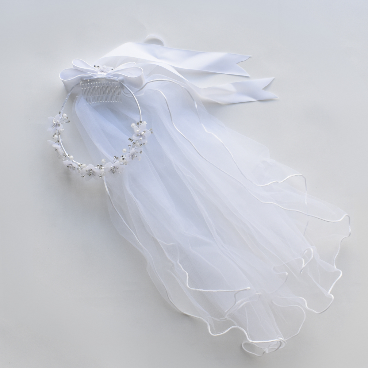 Flowers bow veil for girls dresses