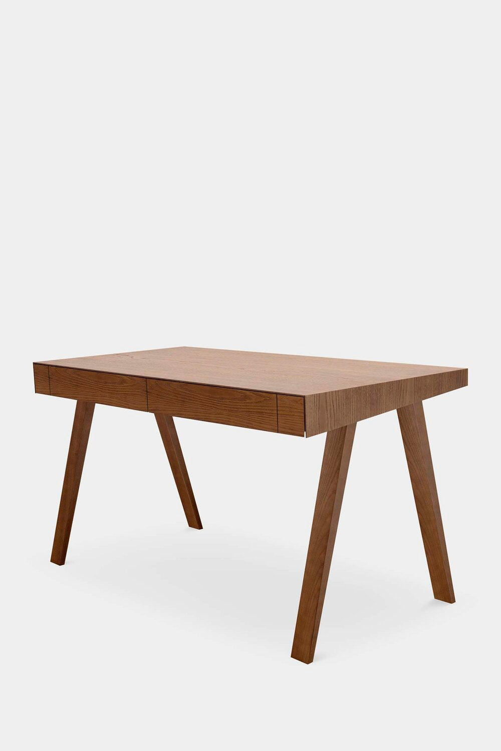Brown Aquamarine Poppy 4.9 desk with a smooth wooden surface and modern design, ideal for home or office workspace.