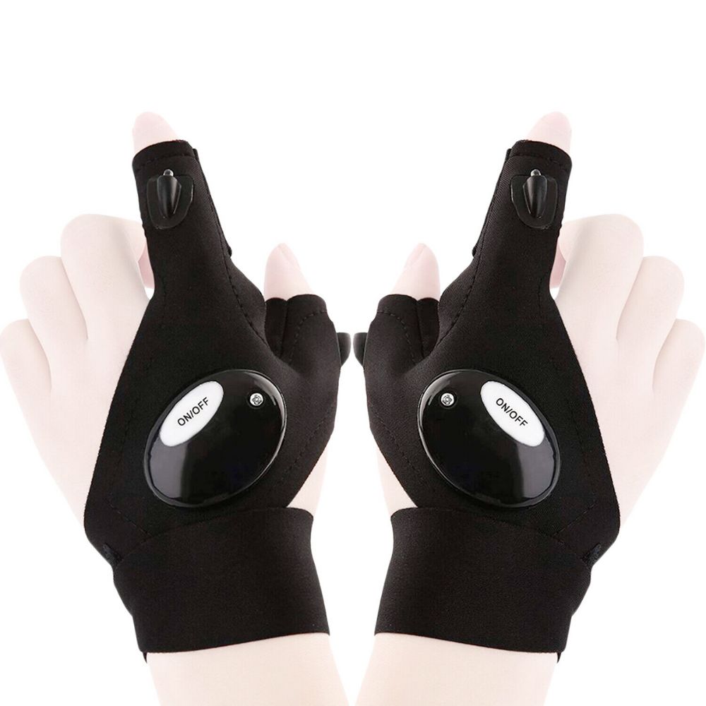 Yellow Pandora LED flashlight gloves, versatile gift set with illuminated gloves for hands-free lighting and outdoor activities.