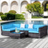 Outsunny 7-piece outdoor rattan sofa set with taupe cushions, including chairs and a coffee table for patio outdoor furniture.