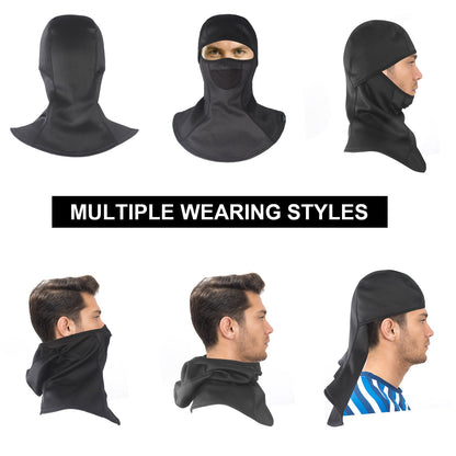 Indigo Eurybia ski mask balaclava for sports and outdoor activities, black with full face coverage and breathable fabric.