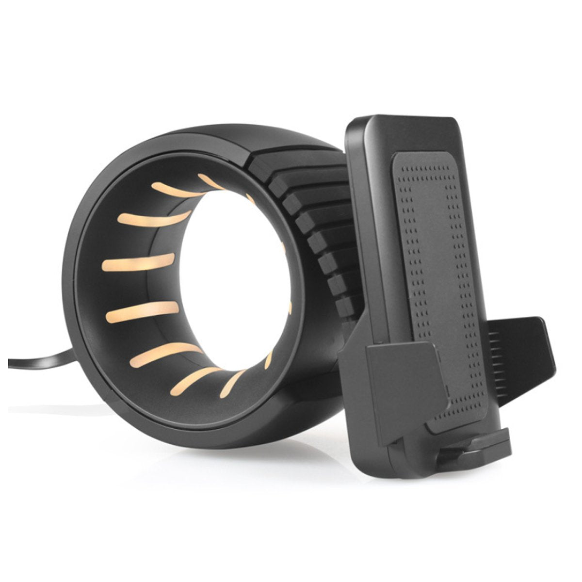 Salmon Lucky Wheel Of Power mobile wireless charger with sleek circular design and wireless charging pad for smartphones.