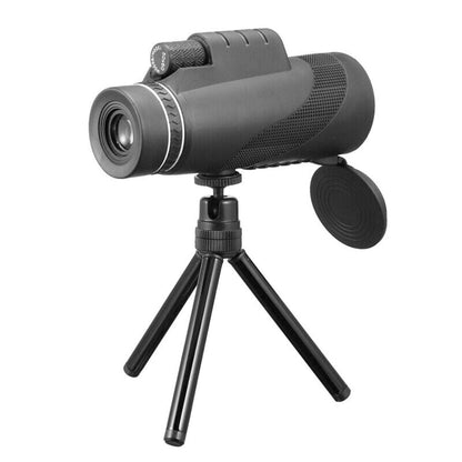 Yellow Pandora HD monocular tripod for smartphones, compact mobile and laptop accessory with adjustable stand and stabilizer.