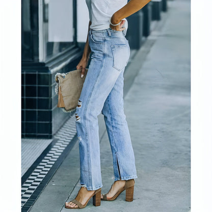Carmine Juneberry SkyFade™ Fashion Street Washed Jeans, showcasing distressed denim with a relaxed fit and faded blue wash.