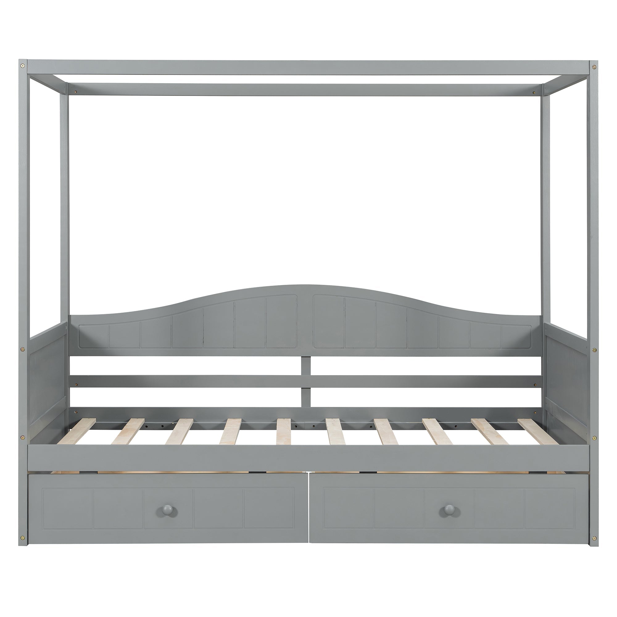 Sangria Beech twin size canopy day bed with frame, canopy, and two storage drawers, ideal for bedroom furniture.