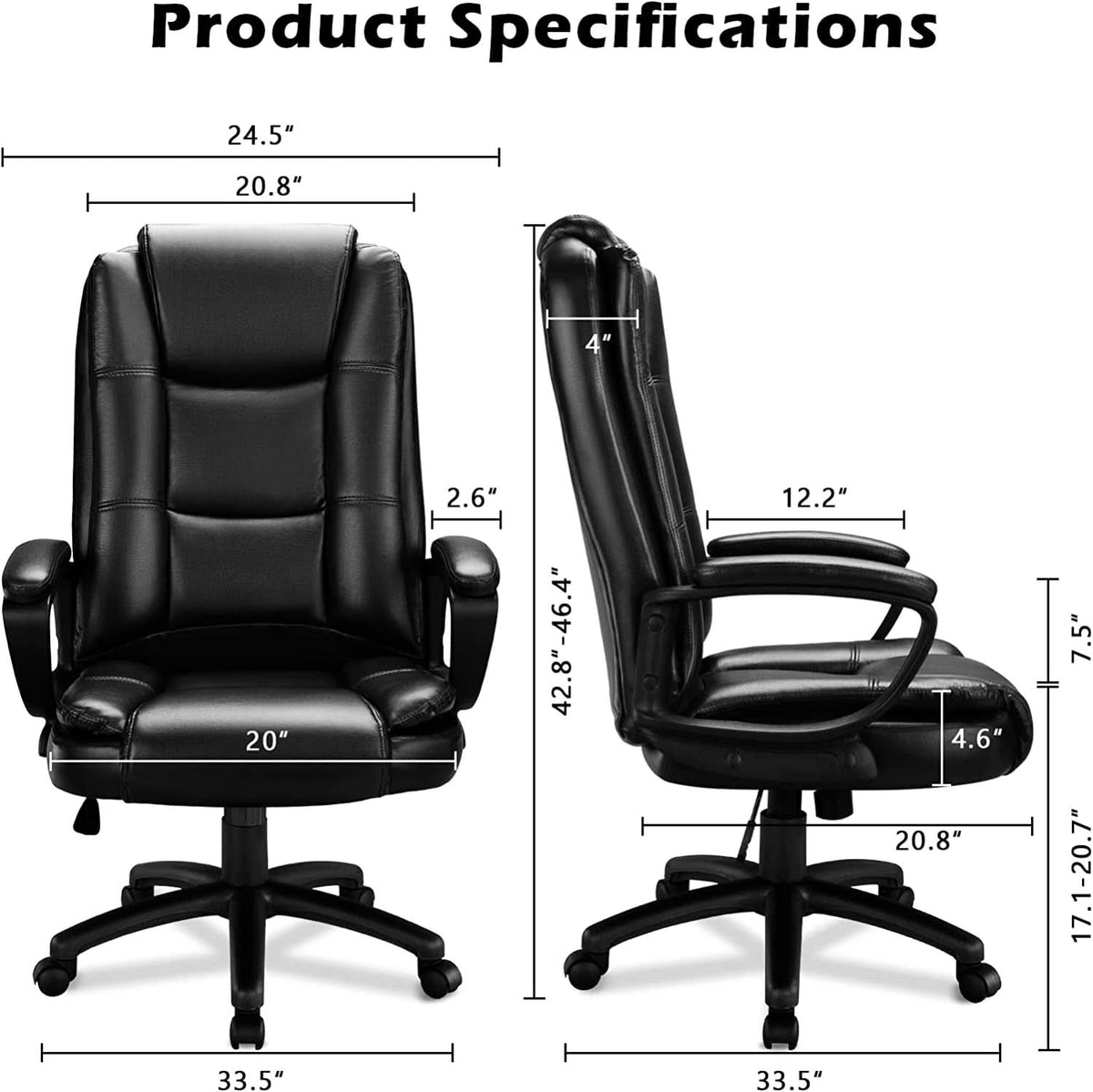 Ergonomic Executive Chair Lumbar Support Height Adjustable