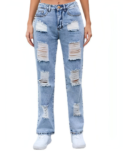 Carmine Juneberry DenimDare™ washed ripped slim jeans in light blue denim with distressed details and slim fit design.