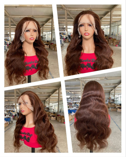 Carmine Juneberry LuxeFlow Real Hair Wig Designer showcasing a luxurious, natural-looking hairpiece with flowing strands.