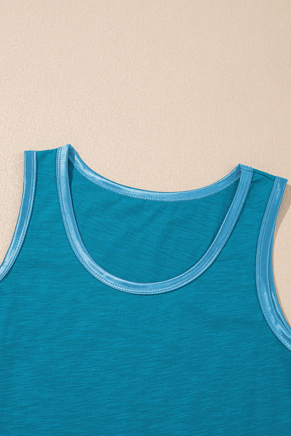 Metallic contrast trim scoop neck women&