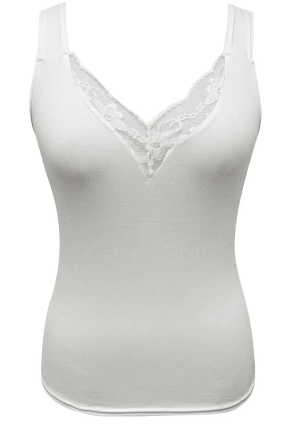 Plus size lace detail V-neck tank top by Pear Daisy, suitable for home and casual wear, featuring a stylish and comfortable design.