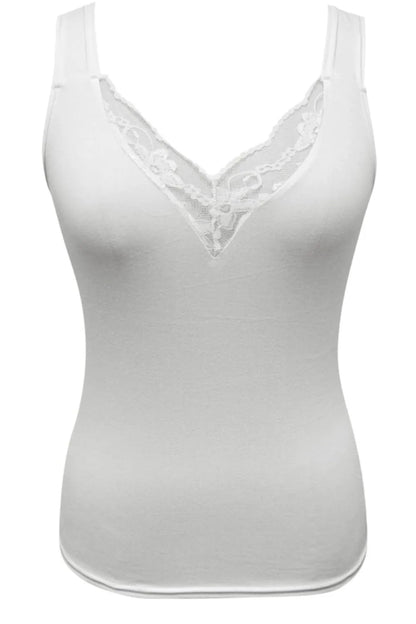 Plus size lace detail V-neck tank top by Pear Daisy, suitable for home and casual wear, featuring a stylish and comfortable design.