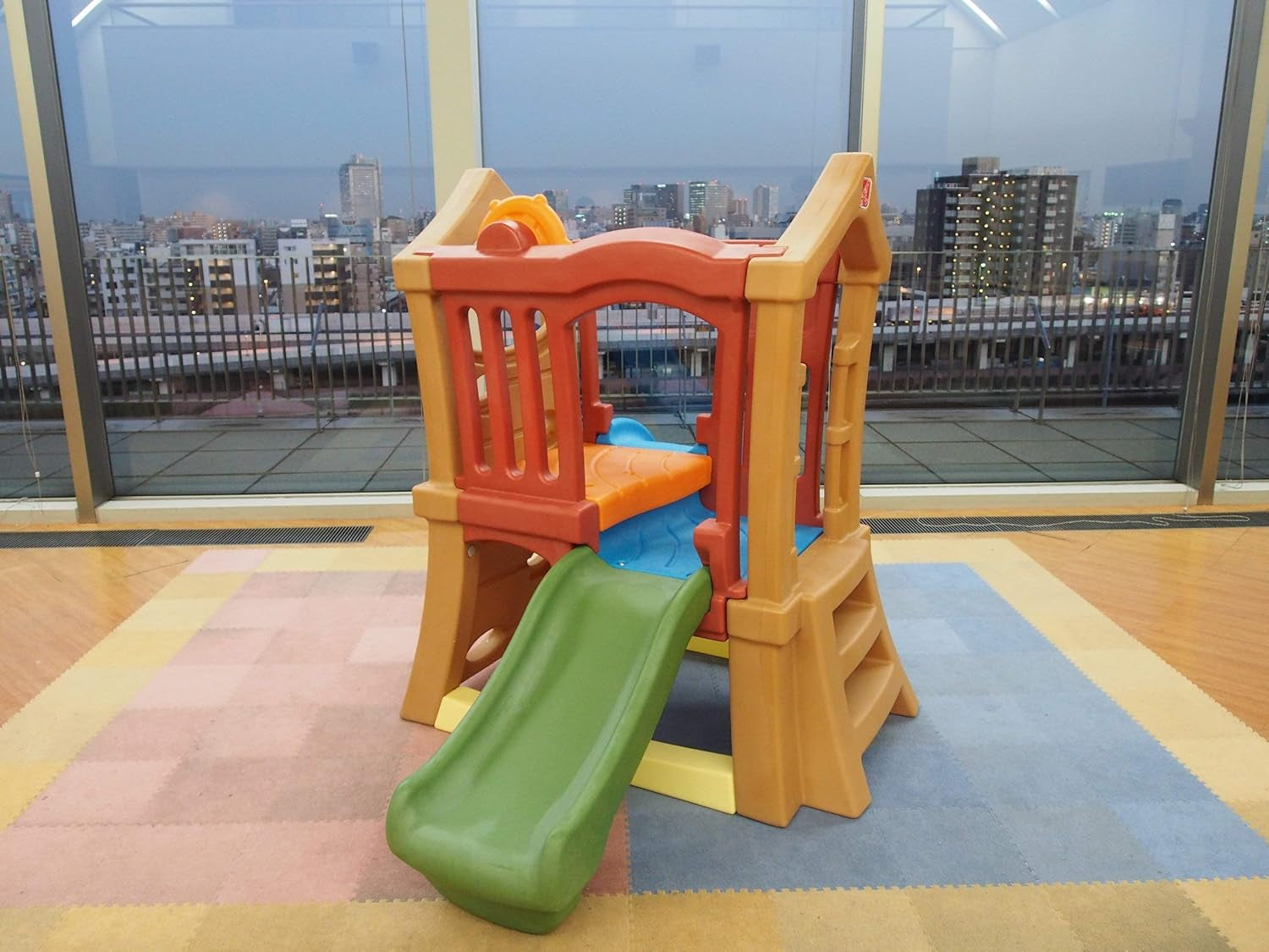 Peach Maple Play Up Double Slide Climber outdoor toddler playset with two slides and climbing features for ages 2 to 6