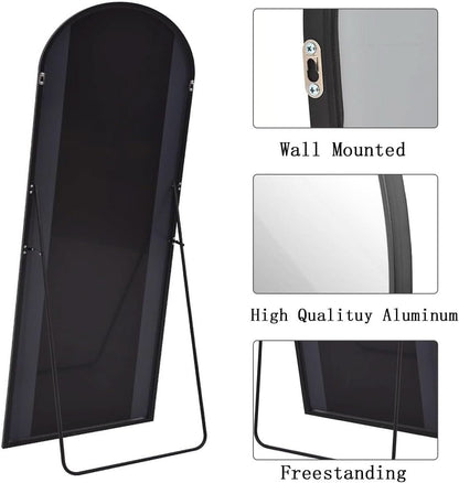 Oversize Black Arched Total Length Aluminum Mirror