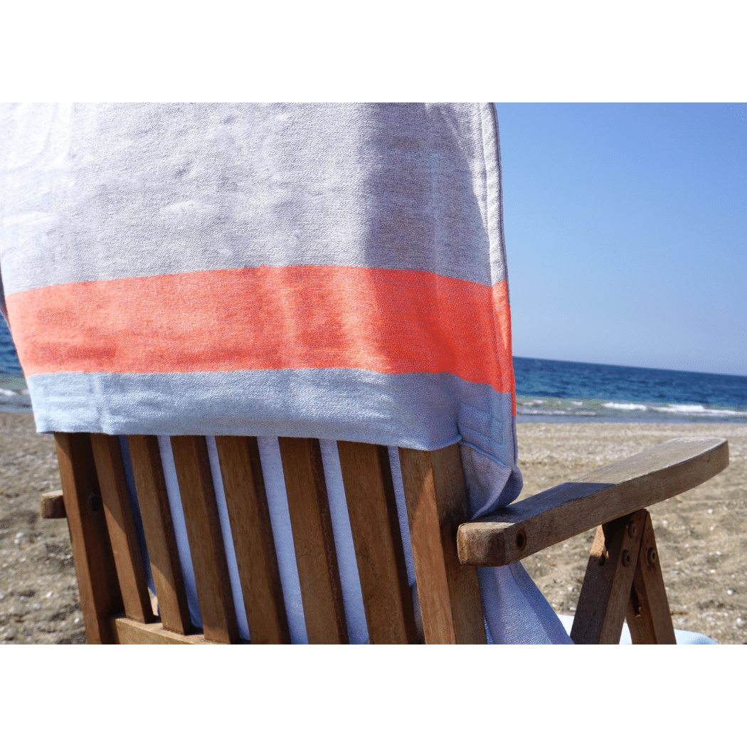 Neon mint and lime 2-in-1 hammam towel and bag made from recycled cotton, by Copper Amymone.