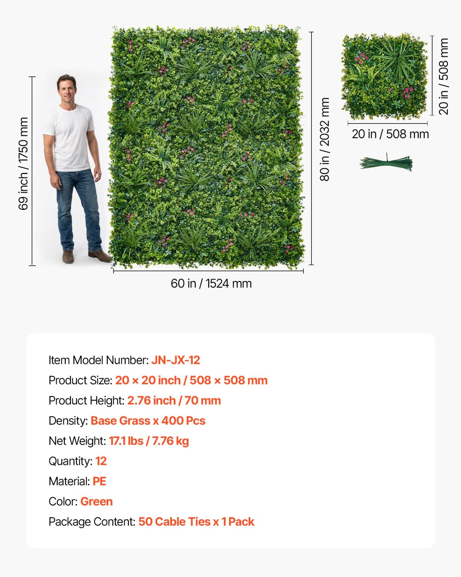 Start2Finish artificial plant wall panels, 12 green boxwood panels for privacy, garden decor, wedding backdrop, indoor or outdoor use.