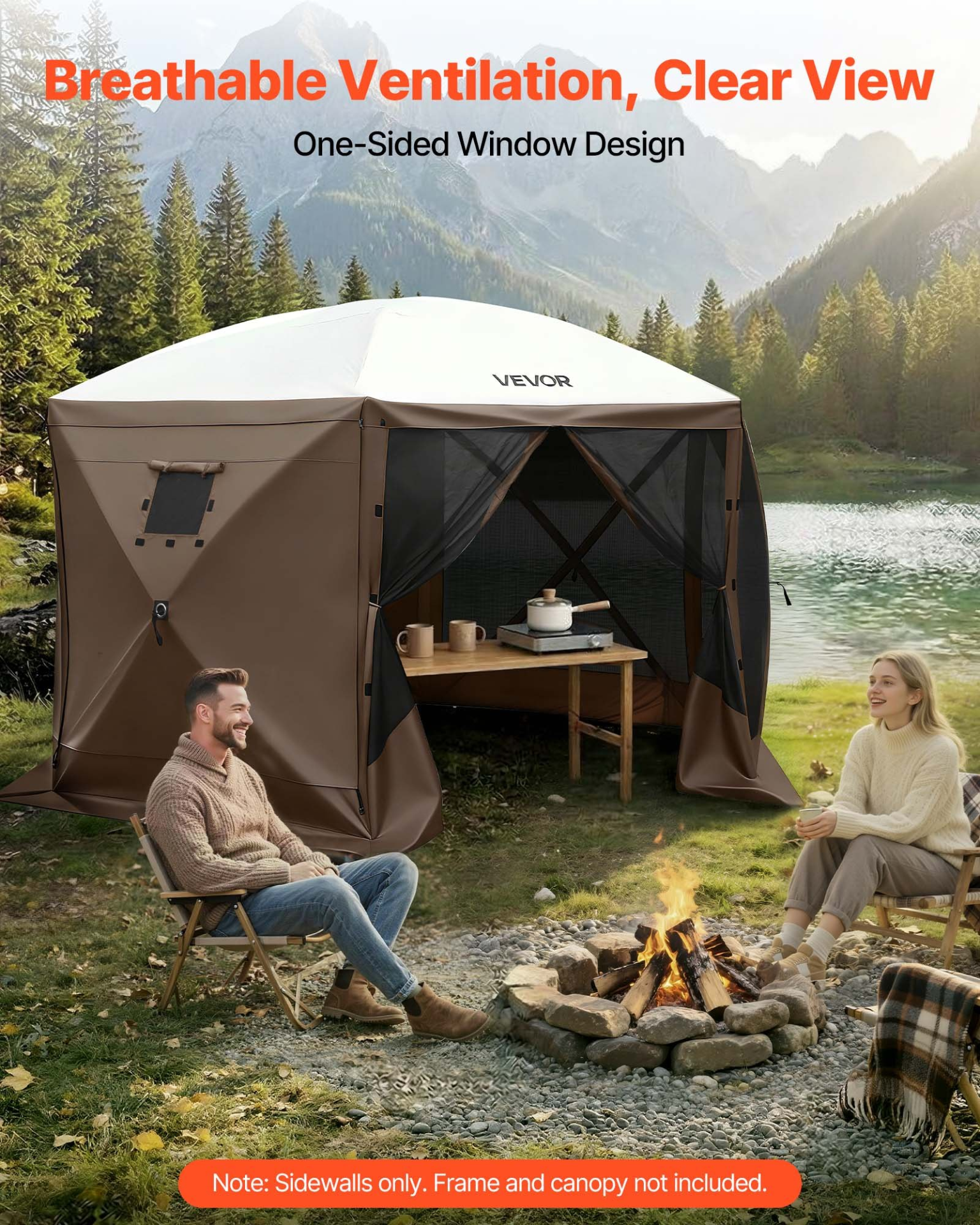 Start2Finish VEVOR canopy sidewalls, waterproof brown tent walls with one-sided window for outdoor event tents and vendor booths.
