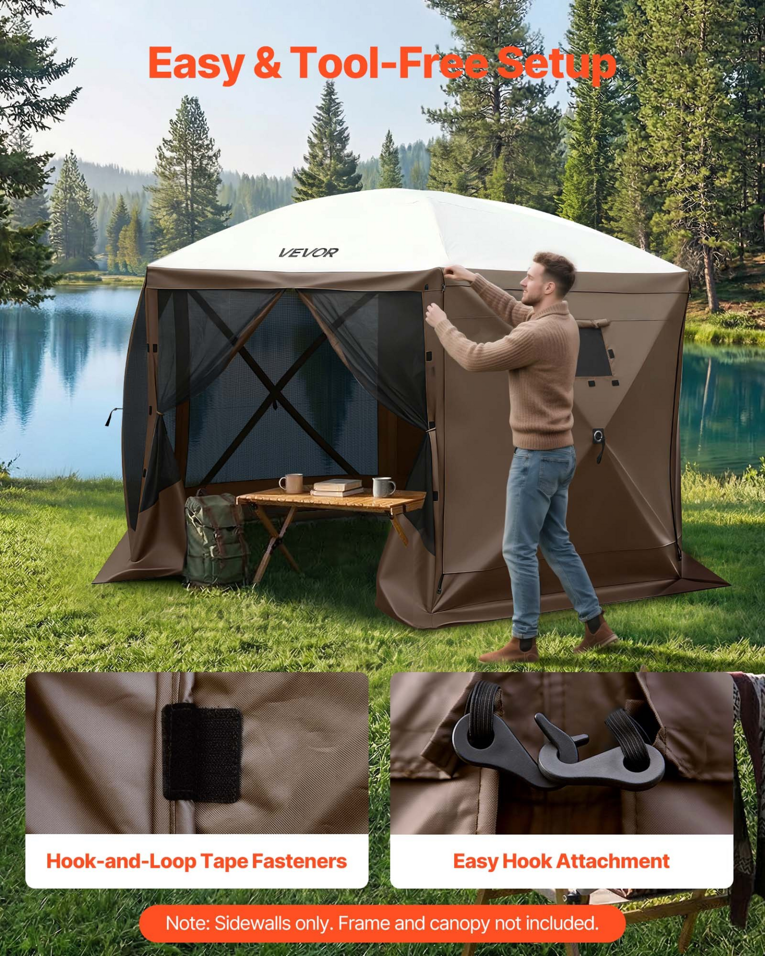 Start2Finish VEVOR canopy sidewalls, brown waterproof tent walls with one-sided window, for outdoor event tents and vendor booths