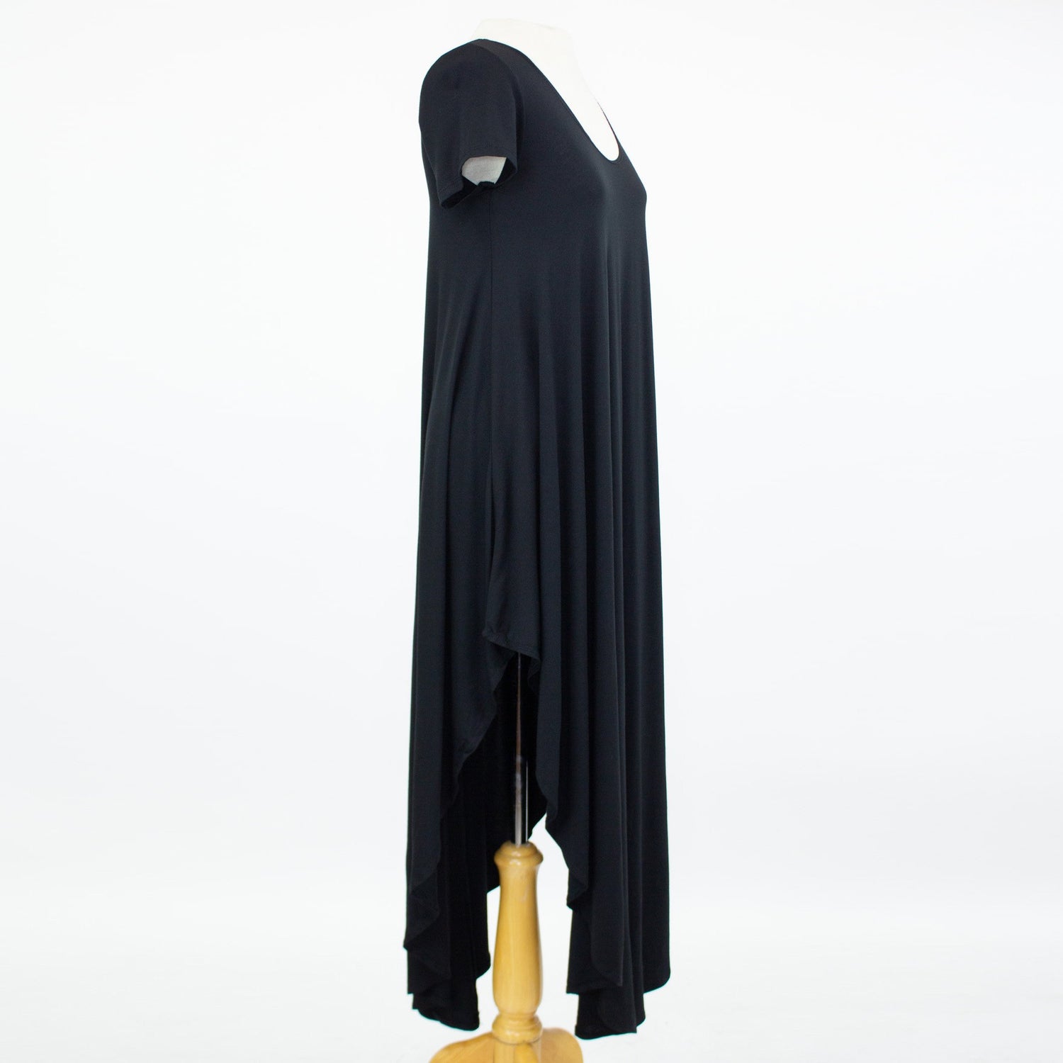 Yellow Hera side slit short sleeve casual maxi dress, flowing clothing with a relaxed fit and stylish slit detail.